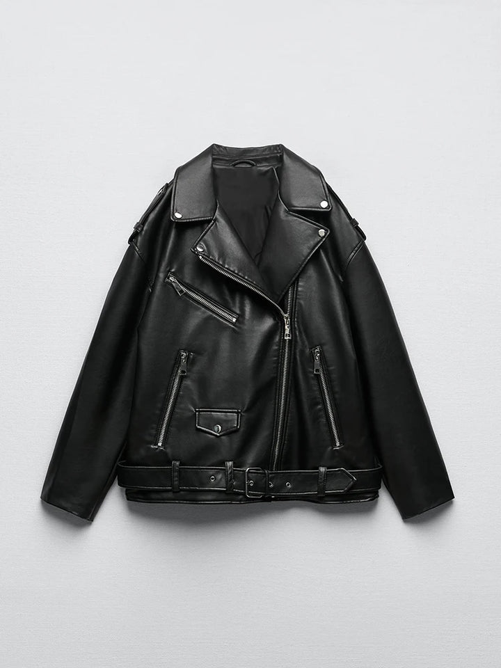 Blouson en cuir femme noir