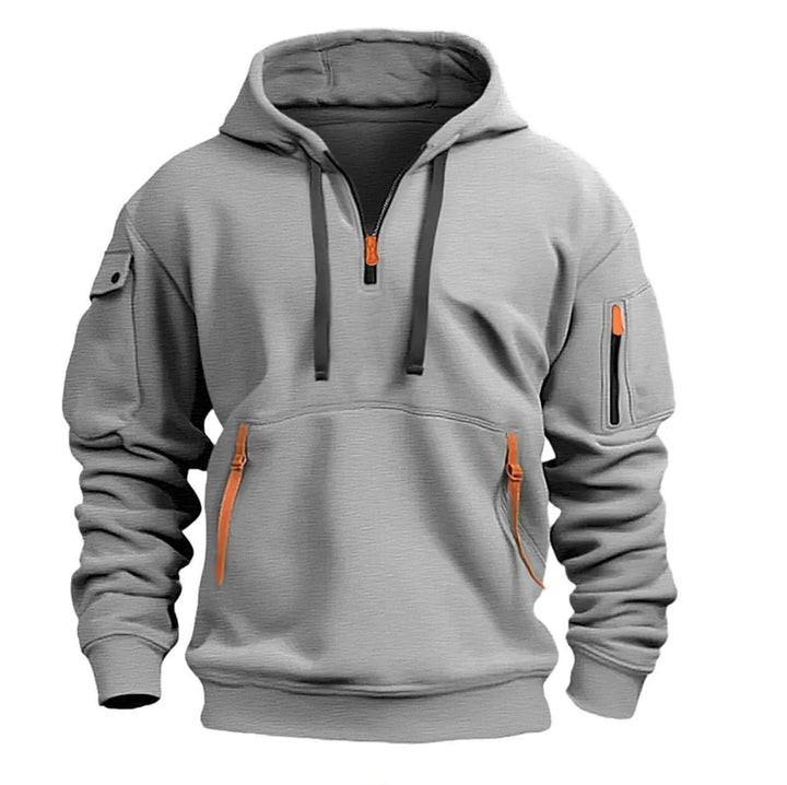 Sweatshirt Hoodie a Capuche Multi-Poches gris